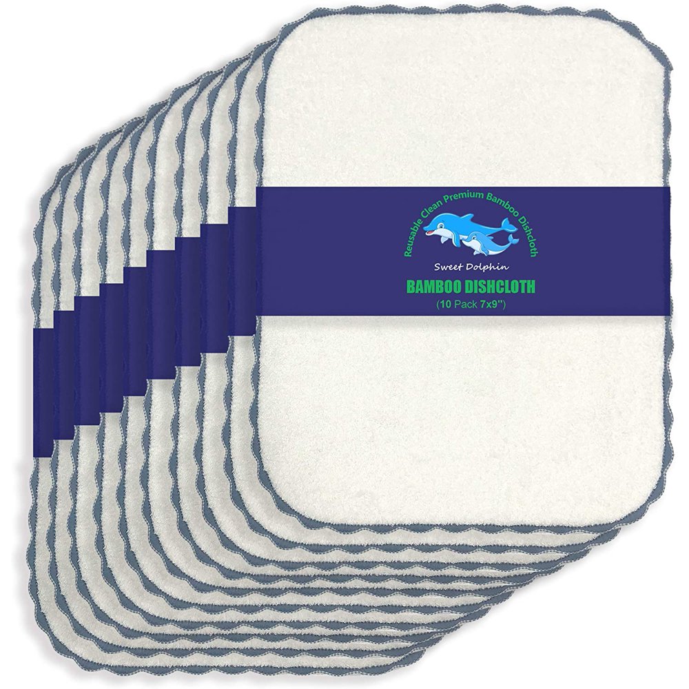 Bamboo Kitchen Dishcloths EcoFriendly No Odor Reusable Dish Towels