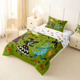 thumbnail image 2 of Manfei Halloween Festival Twin Comforter Sets 2pcs, Cartoon Witch Cat Flower Bedding Set, Green Red Orange,Reversible,1 Comforter and 1 Pillowcase, 2 of 6