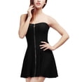 thumbnail image 3 of INSPIRE CHIC Robe pour Femme Fermeture Éclair Apparente devant Sans Bretelles Bal Mini Ligne A Robe Tube L Noir, 3 of 8