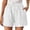 F113 White, variant on Likimi Womens Shorts Casual Elastic High Waist Solid Color Sports Loose Fit Fashion Breathable Shorts With Pocket White Size L
