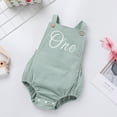 thumbnail image 3 of IWEMEK Baby Boy Romper Cute Newborn Baby Overalls One Year Old Birthday Outfit Girl Plain Sleeveless Softness Onesies 0-2Y, 3 of 7
