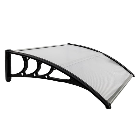 ARGUST 40x32 in Eaves Canopy for Door Window Awning Exterior, Polycarbonate Door Canopy Awning with Black Bracket, Outdoor Cover for Rain Snow Sun Porch Patio Entryway