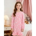 thumbnail image 3 of Little Hand Little Girl Gowns Long Sleeve Flowers Pink Cat Kids Nightshirts Size 6 7, 3 of 9