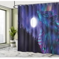 thumbnail image 5 of Ambesonne Moon Shower Curtain, Aurora Borealis and Wolf, 69"Wx84"L, Indigo Aqua Magenta, 5 of 5