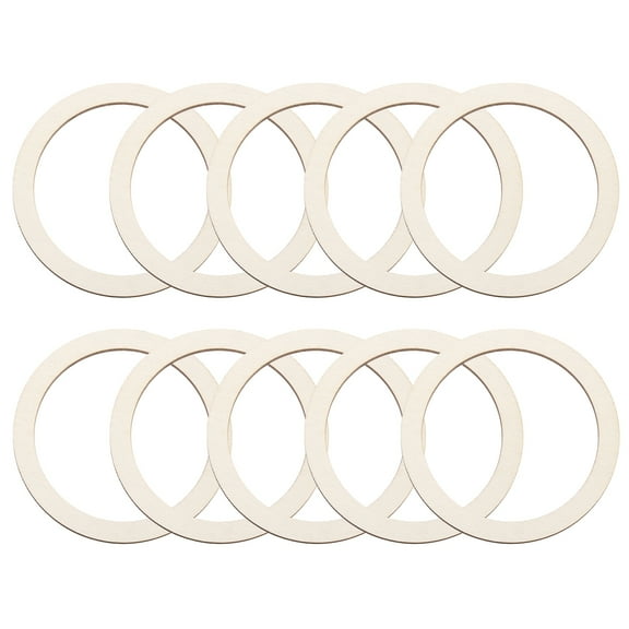 Uxcell 3 Inch Unfinished Wood Rings Natural Wooden Ring Circle Flat Round Shape Ornaments Wooden Slices, 10Pcs
