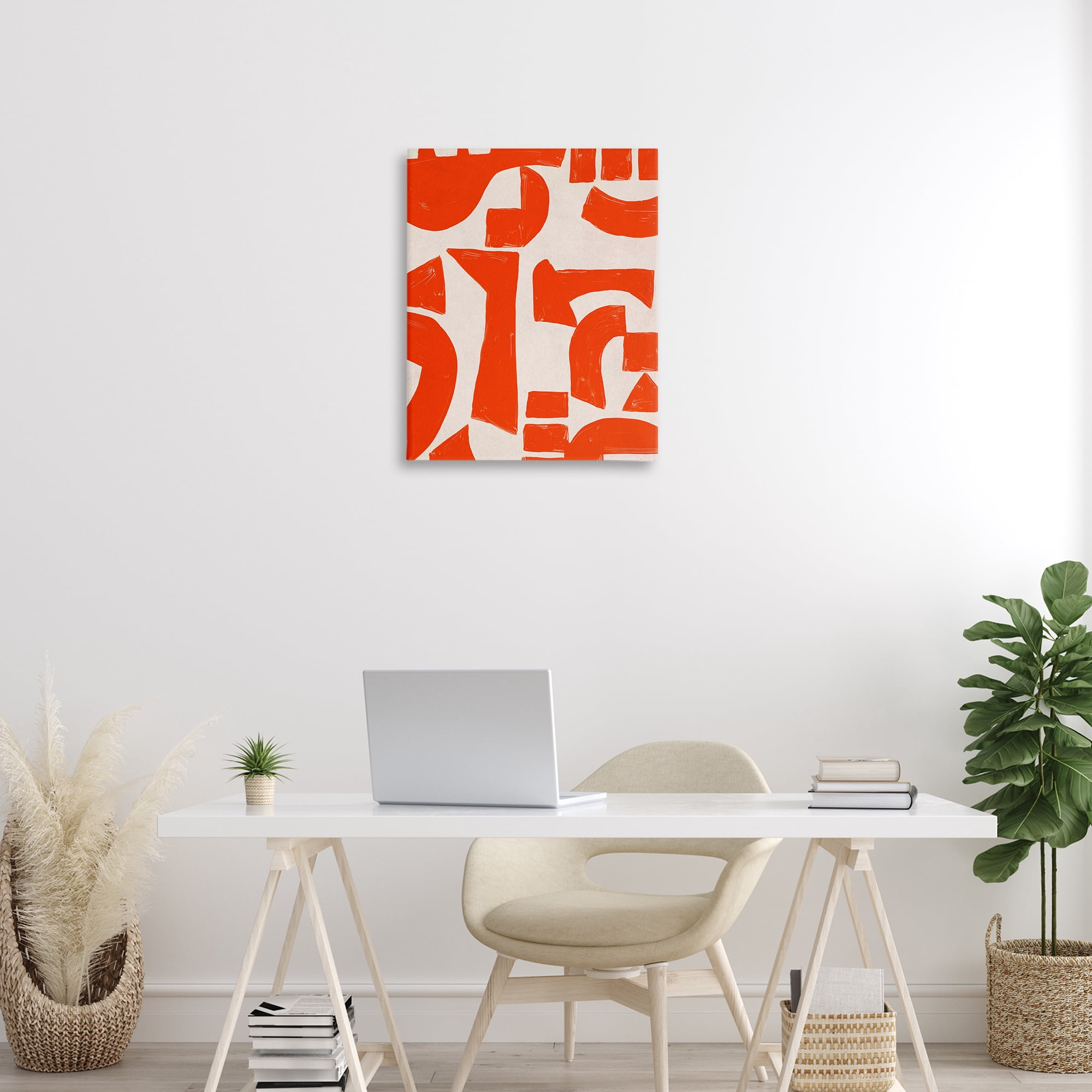 Stupell Industries Red Asymmetrical Shapes Abstract Painting Wrapped Canvas Art Print Wall Art, 24 x 30