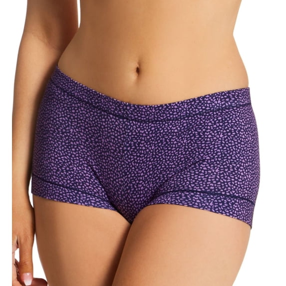 Women's Maidenform DM0002 Dream Tailored Cotton Boyshort Panty (Navy Lilac Animal 5)