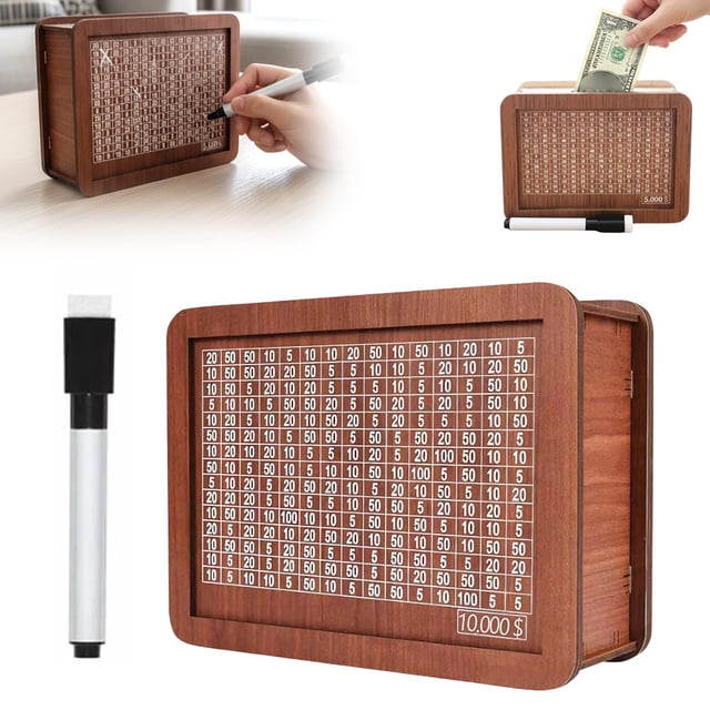 Caja de ahorros de madera con caja fuerte Yilia con contador de 10.000