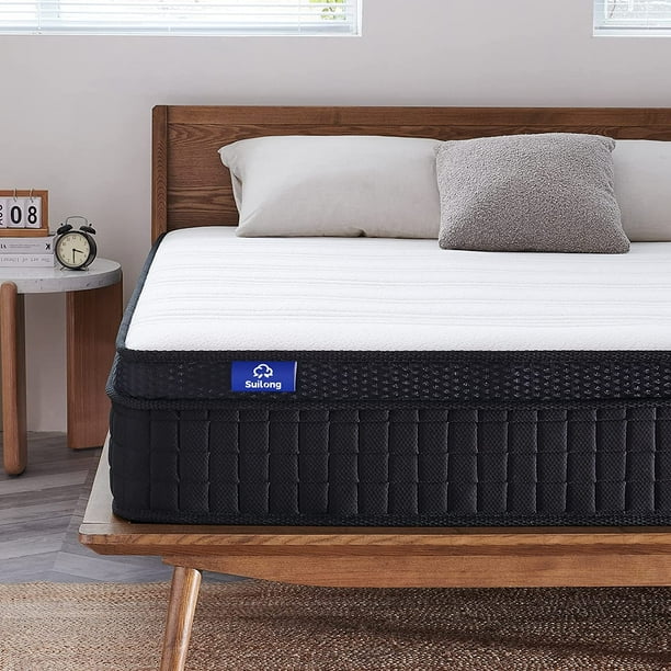 SUI LONG 12inch King Mattress, Spring and Memory Foam Hybrid Mattress