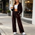 thumbnail image 5 of RongHuan Women Sweatsuits Set Velvet 2 Piece Tracksuit Trendy Long Sleeve Cropped Hoodie and Sweatpants with Drawstring, 5 of 9