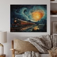 thumbnail image 2 of Designart "Train Rails by Vincent A Yellow and Blue Journey" Transportation Print on Natural Pine Wood, 2 of 5