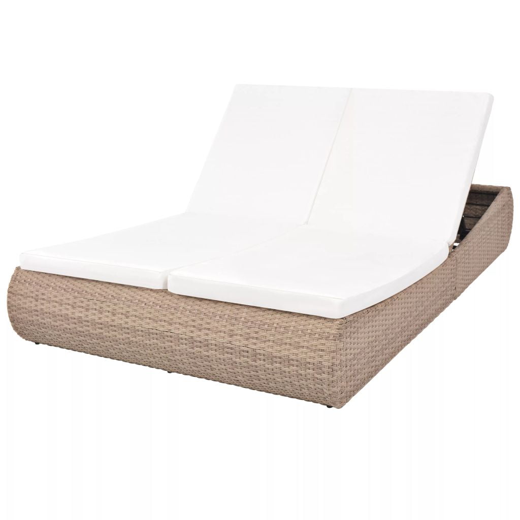 Kepooman 2-person Lounges Sunbed for Patio, Beige