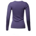 thumbnail image 3 of A2Y Women's Fitted Crew Neck Long Sleeve Side Slit Viscose Sweater Blue Berry S, 3 of 5
