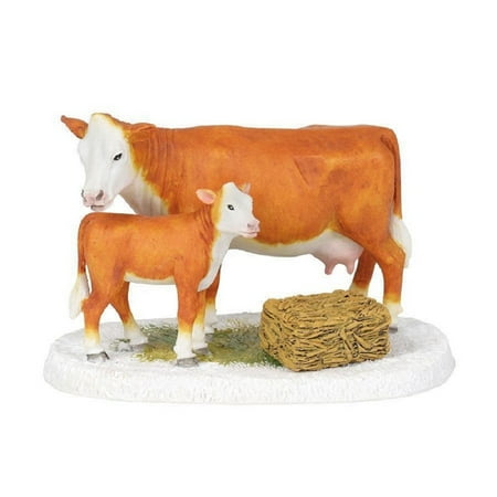 Chow Figurine - Department 56 Snow Village Mistletoe Farm Cow And Calf Figurine 6001726 New