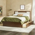thumbnail image 3 of Walker Edison Mid Century Modern Solid Wood Storage Bed Walnut, 3 of 14