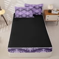 thumbnail image 4 of Homewish Boho Skull Damask Zipper Full Size Comforter Sets with Fitted Sheet and 2 Pillowcases,Gothic Halloween Zipper Bedding Set,Light Purple,Black Reversible,4pcs, 4 of 8