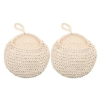 MLINS 2pcs Handwoven Cotton Rope Hanging Basket For Kitchen Wall Mounted Storage Net Fruit Hammock Decorative Macrame Teardrop Net Bag