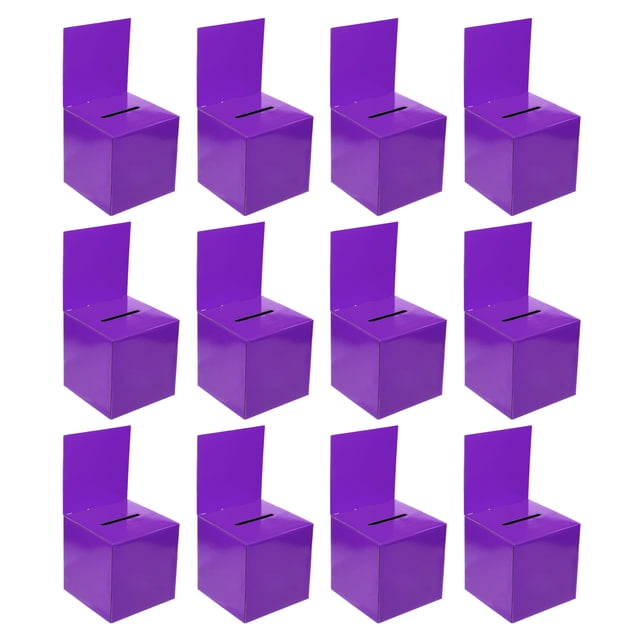 Unique Bargains Ballot Box 6'x6'x6' Raffle Box with Removable Header Board Suggestion Box Cardboard Box Purple 12Pack