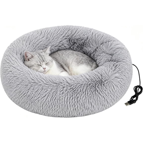 Electric Heated Cat Dog Bed, USB Pet Mat with Removable Soft Cover, Plush Antislip Base, Indoor Warming Rest Place
