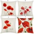 thumbnail image 5 of Walbest Linen Cushion Cover Pillow Cover Anti-shrink 18 Inch Square Red Floral Printing Pillowcase, 5 of 7