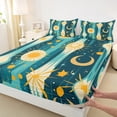 thumbnail image 3 of Homewish Teens Abstract Geometric 3pcs Twin Sheet Sets,Teal Yellow Twin Fitted Sheet,Minimalist Mid Century Breathable Flat Sheet,Super Cozy Room Decor, 3 of 7