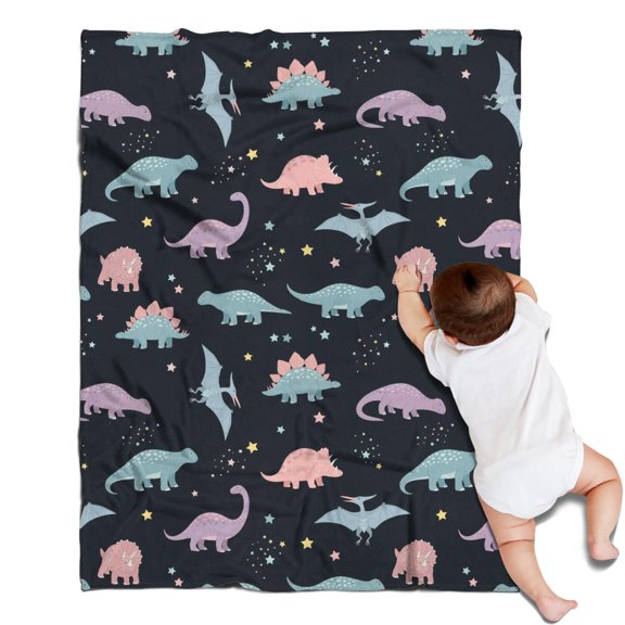 Black Dinosaurs Stars Pterosaurs Pattern Blanket,Comfortable Soft Lamb Wool Throw Blanket,All Season,Warm Lightweight Blankets for Sofa Bed Couch Living Room Chair,30"x40"