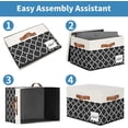 thumbnail image 4 of Extra Large Storage Bins with Lids, Foldable Fabric Storage Boxes with Lids and 3 Leather Handles, Sturdy Storage Baskets with Label Window for Home Office (6 Pack, White&Lattice Black), 4 of 4