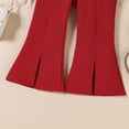 thumbnail image 6 of NAISIBABY Girls Outfit Set, Ruffles Short Sleeve T-Shirt with Flat Fornt Wide Pants Cute Fashion Clothes 2-Piece Wine 6T, 6 of 9