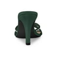 thumbnail image 2 of BLISSFUL STEP Women's Triple Strap Rhinestone Mules Open Toe Stiletto Heel Slide Sandals Dark Green 9, 2 of 7