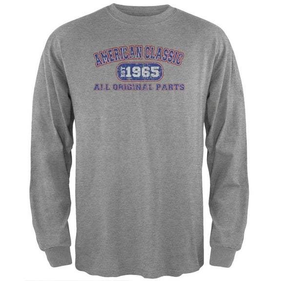 Classic American 1965 Funny Heather Grey Adult Long Sleeve T-Shirt - X-Large
