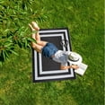 thumbnail image 3 of Outdoor Rug - Folded Design - Recycled Plastic Mat for Patio, Camping, Beach, Balcony, Porch, Deck - Weather, Water, Stain, Lightweight, Fade and UV Resistant - Paris- Black & White, 3 of 5