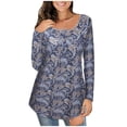 thumbnail image 1 of Blusa suelta de manga larga con cuello en V informal estampada a la moda para mujer Fridja  bvmnju4766, 1 of 8