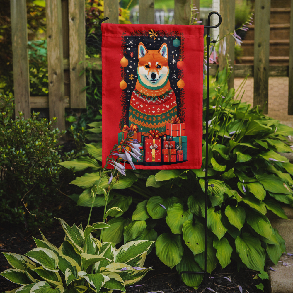 Shiba Inu Holiday Christmas Garden Flag 11.25 in x 15.5 in