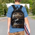 thumbnail image 4 of Lukts Gold Pattern Black Skull Pattern 15 Inch Student Backpack, Waterproof Laptop Backpack with Adjustable Shoulder Straps, Lightweight Travel, Campus Backpack, Unisex, 4 of 6