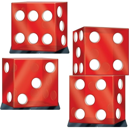 Beistle 3 Piece 20.25" x 24" & 3' 4.25" x 24.5" Cardboard Casino Prom Dcor, Las Vegas Dice Photo Props, Easels Attached