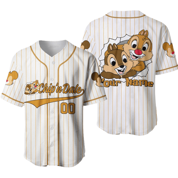 Personalized Chip And Dale Baseball Jersey, Disney Character Shirt, Custom Kids Shirt, Adult Disney Jersey Outfits, Gift For BFF Couple