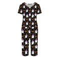 thumbnail image 4 of Women's Halloween Loungewear Set Short Sleeve Crew Neck Top and Capri Pants with Pockets All Over Ghost Pattern Breathable Soft Pajama Set for Daily Casual Wear Black L, 4 of 6