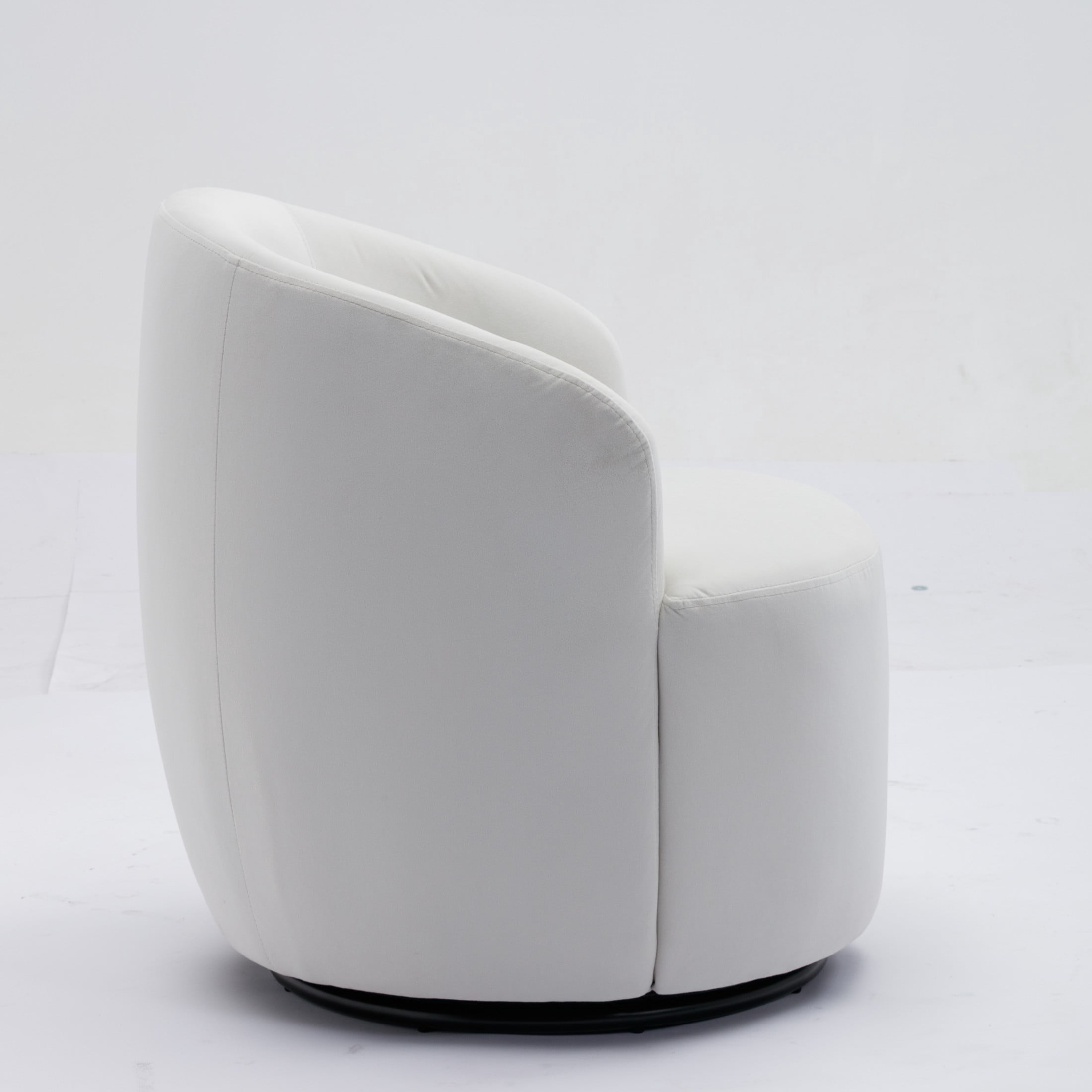Noble House Arissa 26" Velvet Ergonomic Barrel Armchair, Swivel Reading Chair with Metal Base for Living Room, White