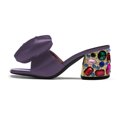 thumbnail image 2 of YDN Women's Bows Open Toe Slides Sandals Rhinestone Block Low Heeled Slip On Mules Casual Shopping Shoes Size 10.5 Dark Purple, 2 of 4