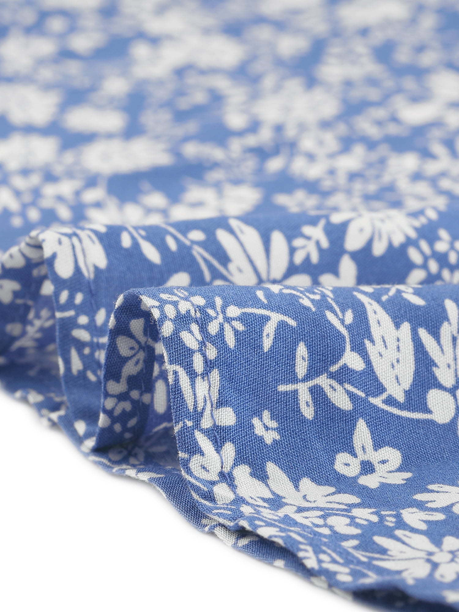 DARING DIVA Crew Neck Short Sleeve Midi Floral Blouse L Blue