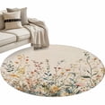 thumbnail image 2 of 3.3ft Round Rug, Vintage Botanical Non-Skid Rubber Backing Large Area Rugs - Living Room Bedroom Home Office, Spring Floral Summer Botanical Rustic Indoor Floor Mat Carpets Washable Rug, 2 of 9