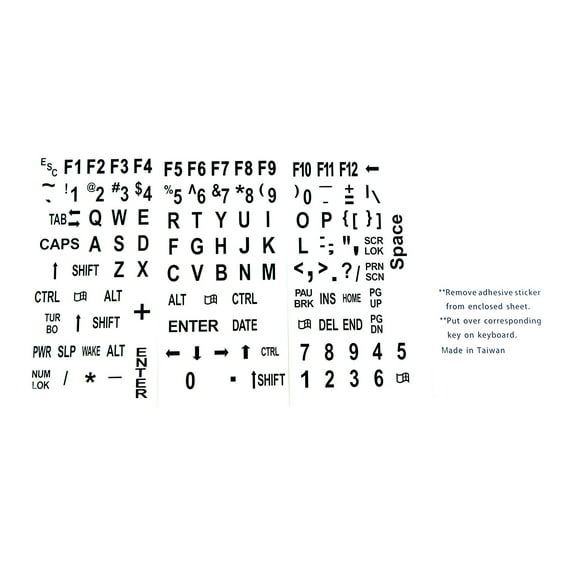 English US EXTRA Large letters white background keyboard stickers x 3 sets