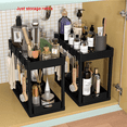 thumbnail image 2 of Organizer Rack, Sliding Cabinet Basket Drawer, Multi-Purpose Storage for Kitchen, Bathroom - Black, 2 of 6
