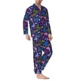 thumbnail image 2 of Naloa Colorful Butterflies Men’s Pajamas Set - Long Sleeve Button Down Sleep Shirt and Pajama Bottoms Sleepwear Set-Small, 2 of 7