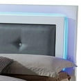 thumbnail image 4 of Wooden Queen Bed with Leatherette Headboard and LED trims White and Black - Saltoro Sherpi, 4 of 5