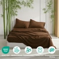 thumbnail image 2 of Lorviah 4 Piece Bamboo Sheet Sets King Size - Cooling, Breathable & Ultra soft Bedding - Includes Deep Pocket Fitted Sheet, Flat Sheet & Pillowcase - Coffee, 2 of 5