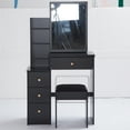 thumbnail image 3 of Small Size Left Bedside Cabinet Vanity Table + Cushioned Stool, 3 of 12