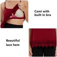 thumbnail image 2 of COMFREE Women's Camisole with Built in Bra Tank Top Flowy Swing Pleated Tank Top Cami with lace Trim Red Wine, 2 of 7