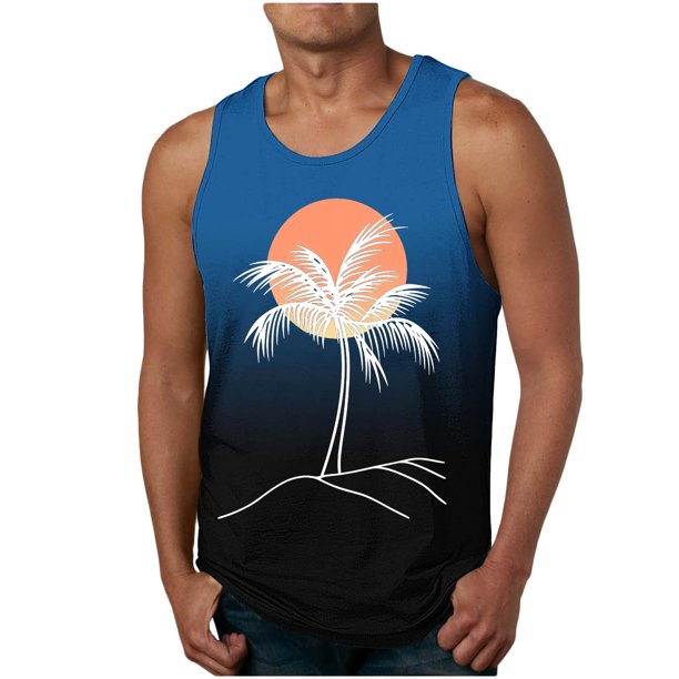 Camiseta sin mangas de cuello redondo para hombre, moda informal de verano, chaleco holgado, estampado deportivo, camiseta sin mangas de cuello redondo, blusa de poliéster para hombre