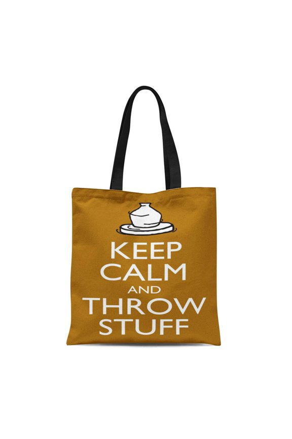 Canvas Tote Bag Carry Keep Calm and Throw Pottery Potters Wheel Clay Reusable Handbag Shoulder Grocery Shopping Bags